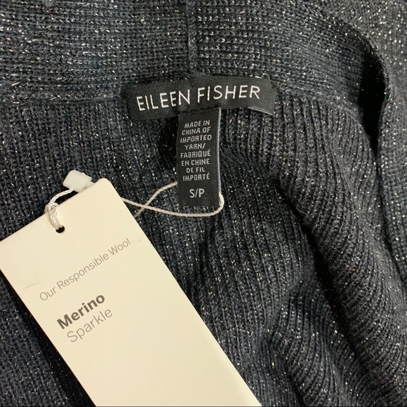 🎁 Eileen Fisher MetallicDetail Wool Blend Cardigan - Picture 7 of 10